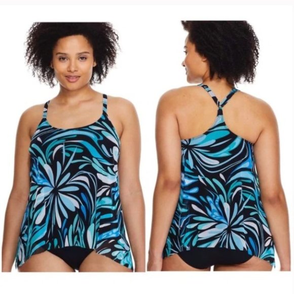 Coco Reef Other - SOLD Coco Reef Tankini Top Cassis Swirl Mesh Layer Underwire Bra Sized 34C - NWT
